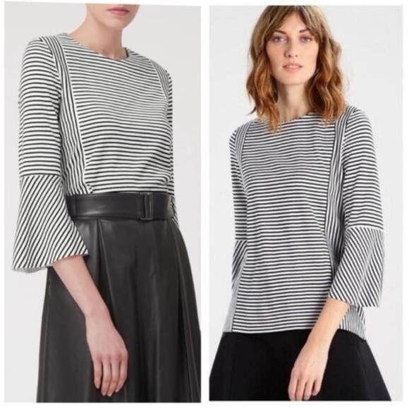 L.K.Bennett TJ Leonie striped top with bell sleeves - Picture 1 of 5